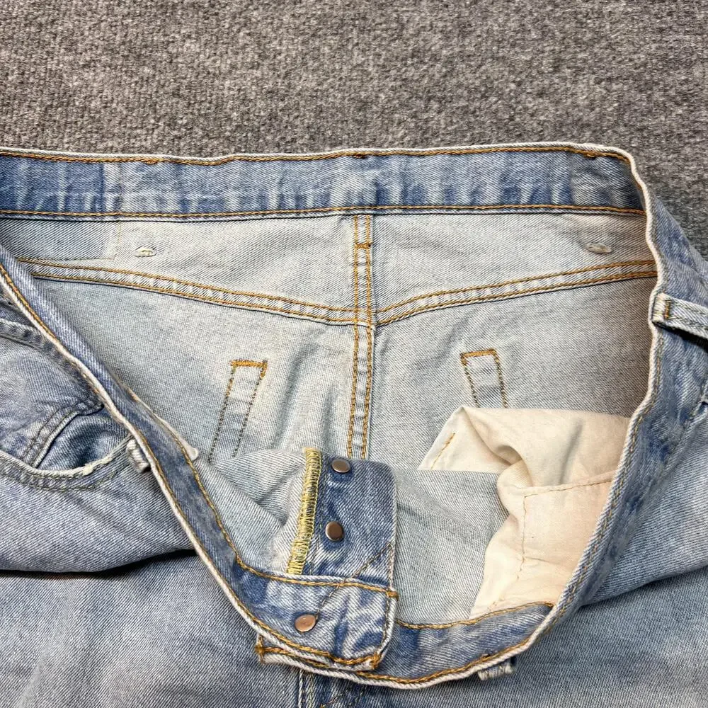 Levis 501 Jeans Mens 40x29 Blue Light Wash Straight Leg Button Fly Denim Pants